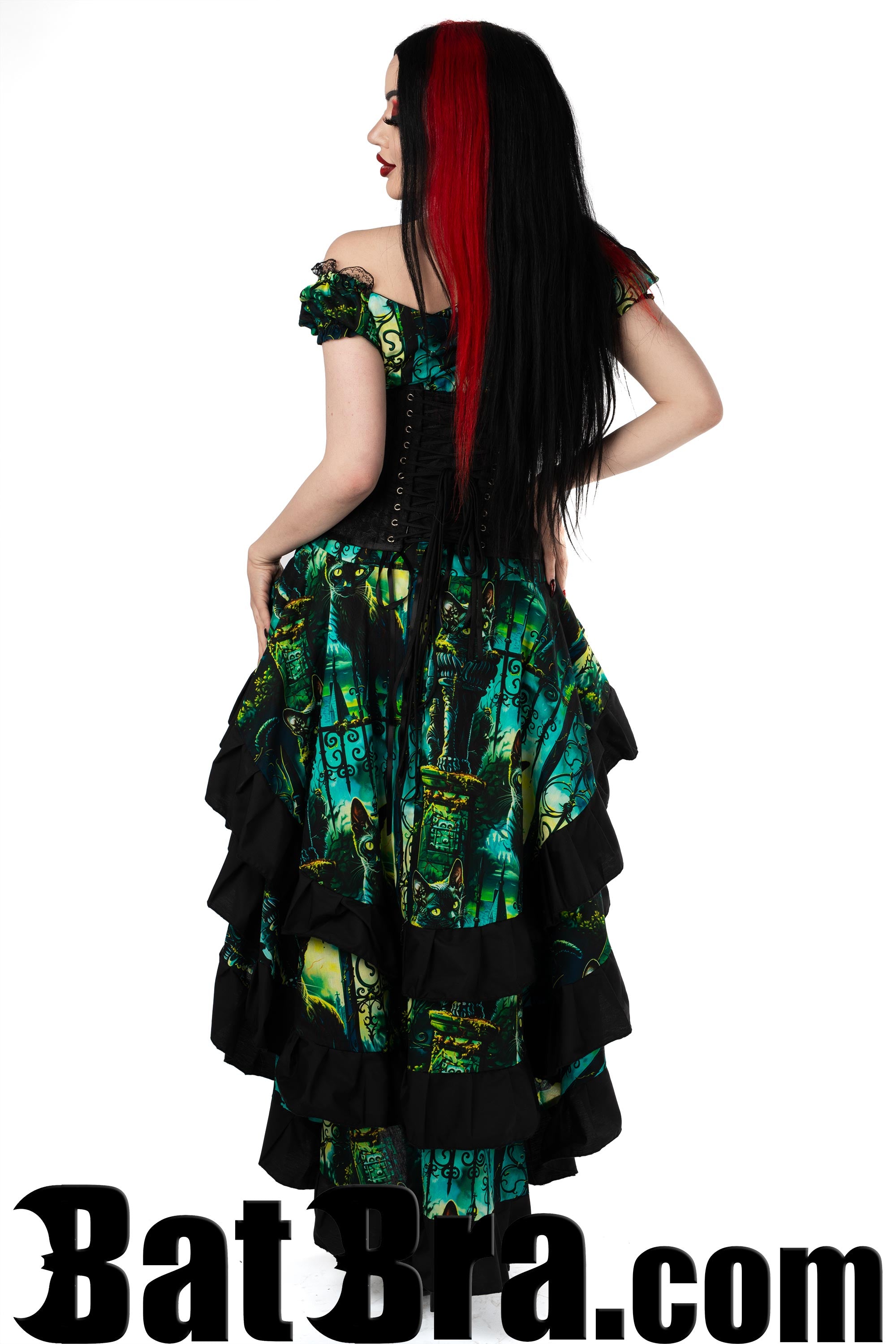 Layered Cotton Skirt With Cat Motif