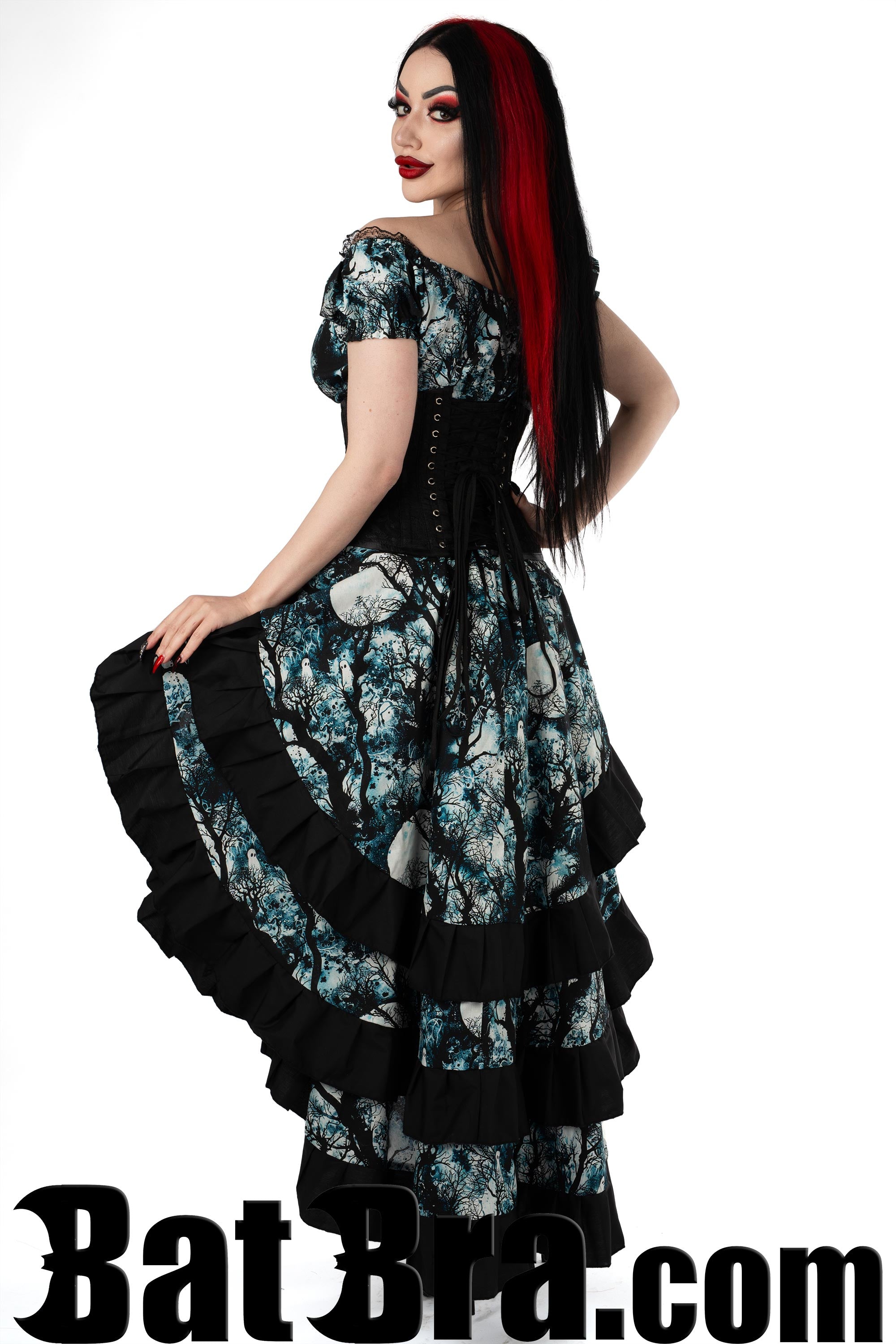 Layered Cotton Skirt With Forest Motif