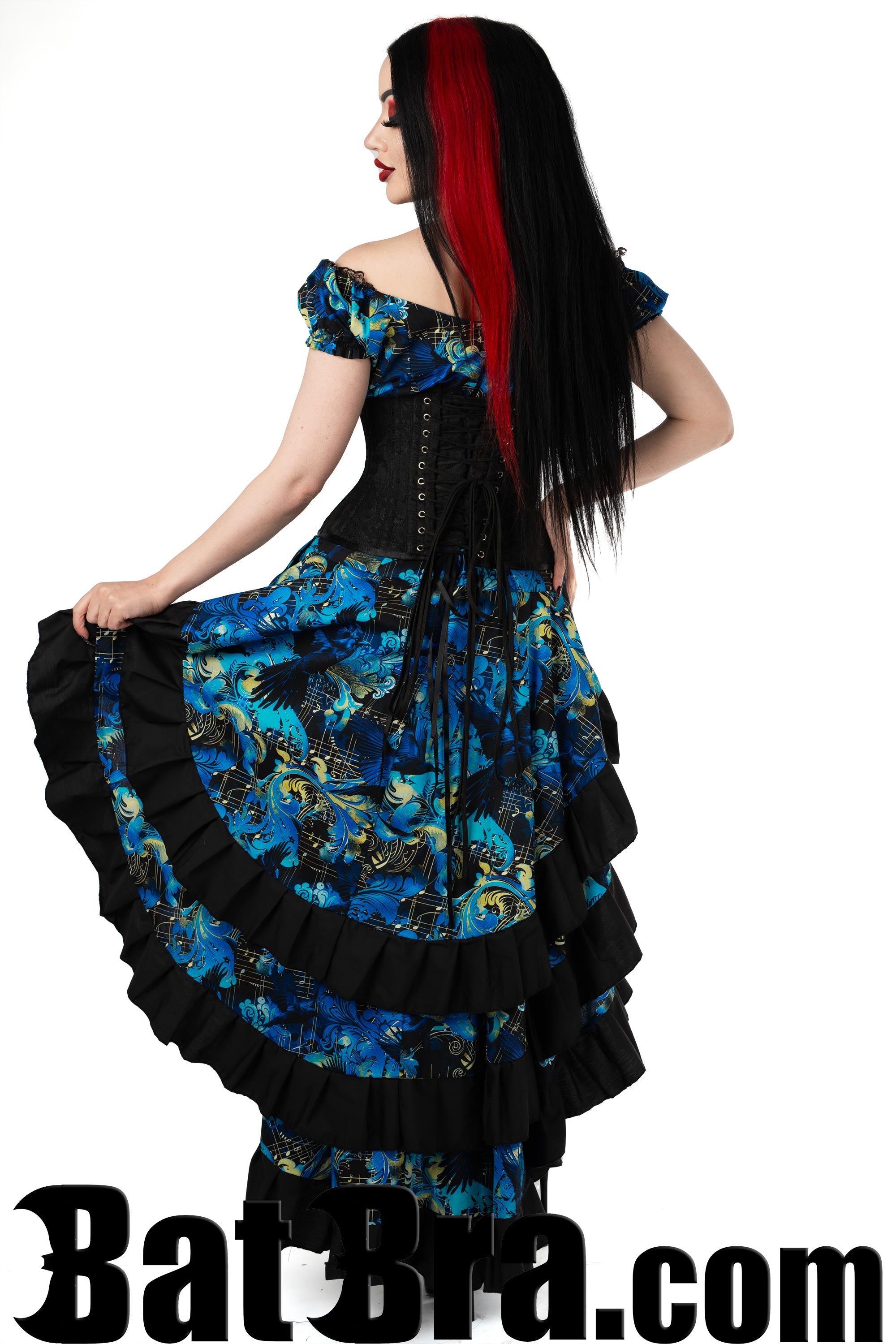 Layered Cotton Skirt With Music Motif