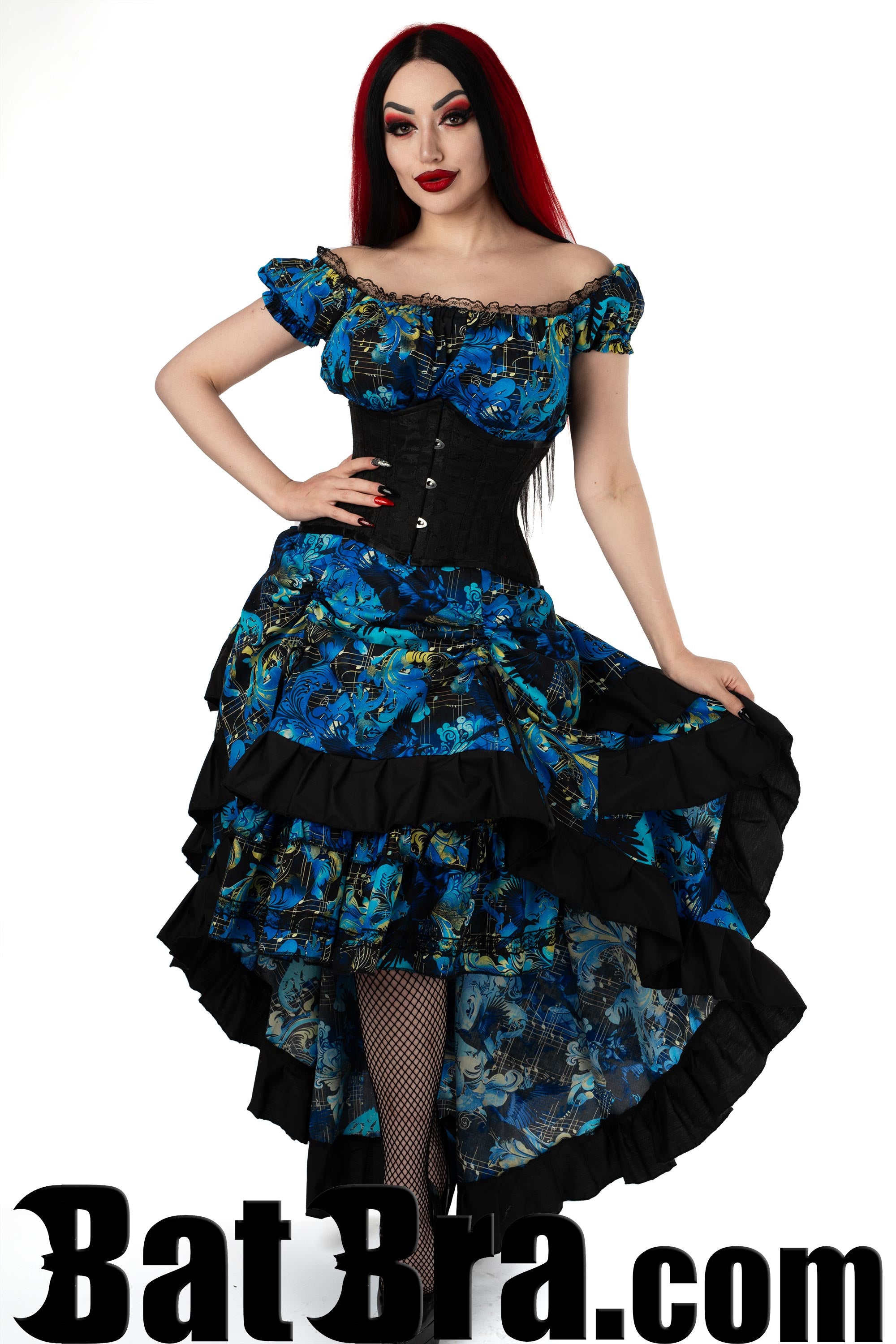 Layered Cotton Skirt With Music Motif