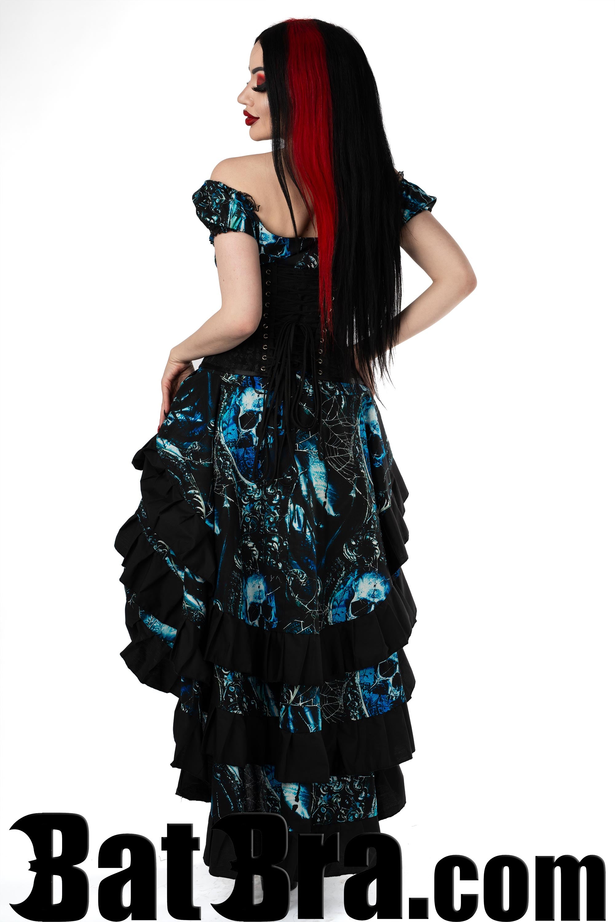 Layered Cotton Skirt With Skull Motif