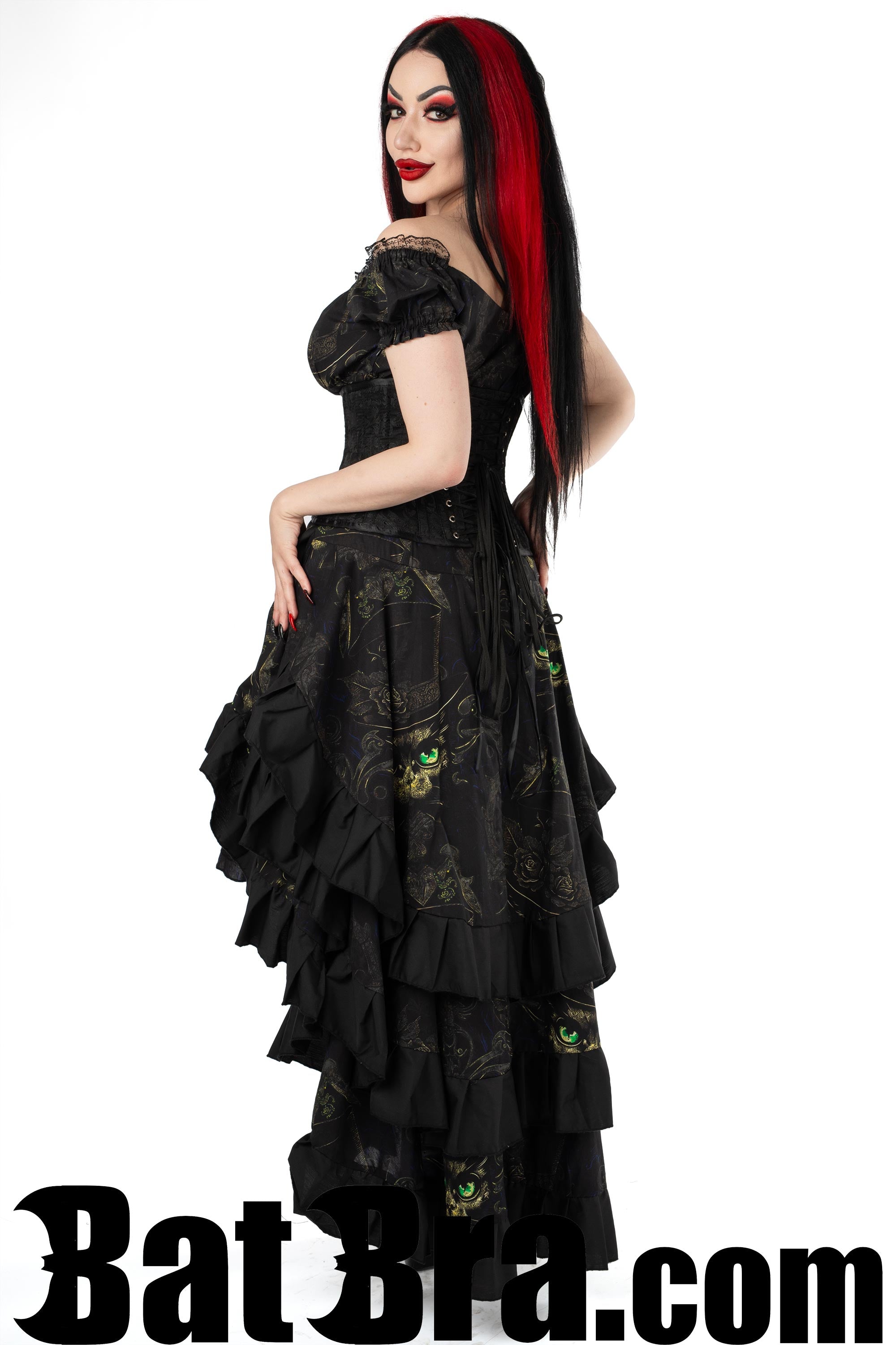 Layered Cotton Skirt With Sphinx Motif