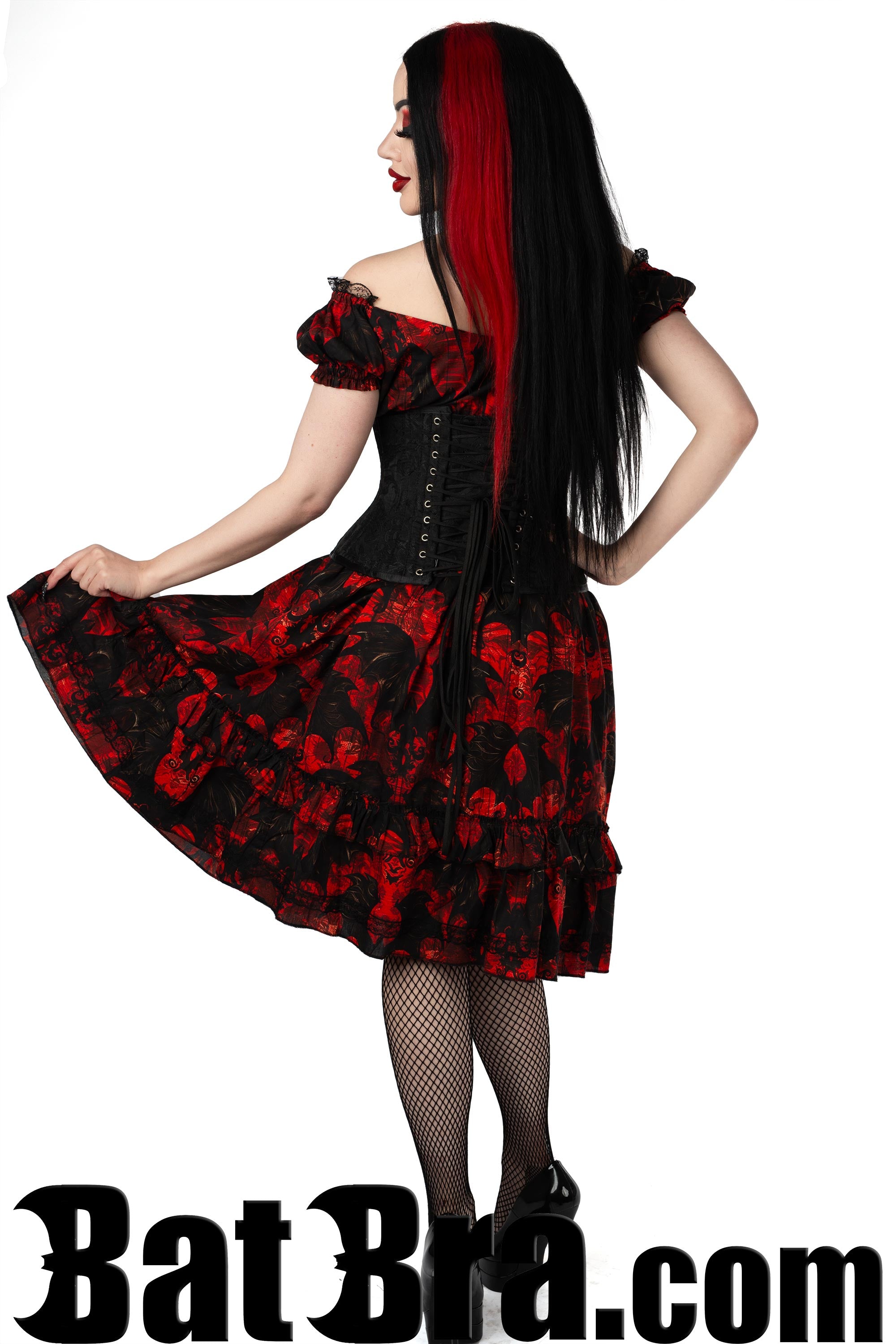 Swing Dress With Bat Motif