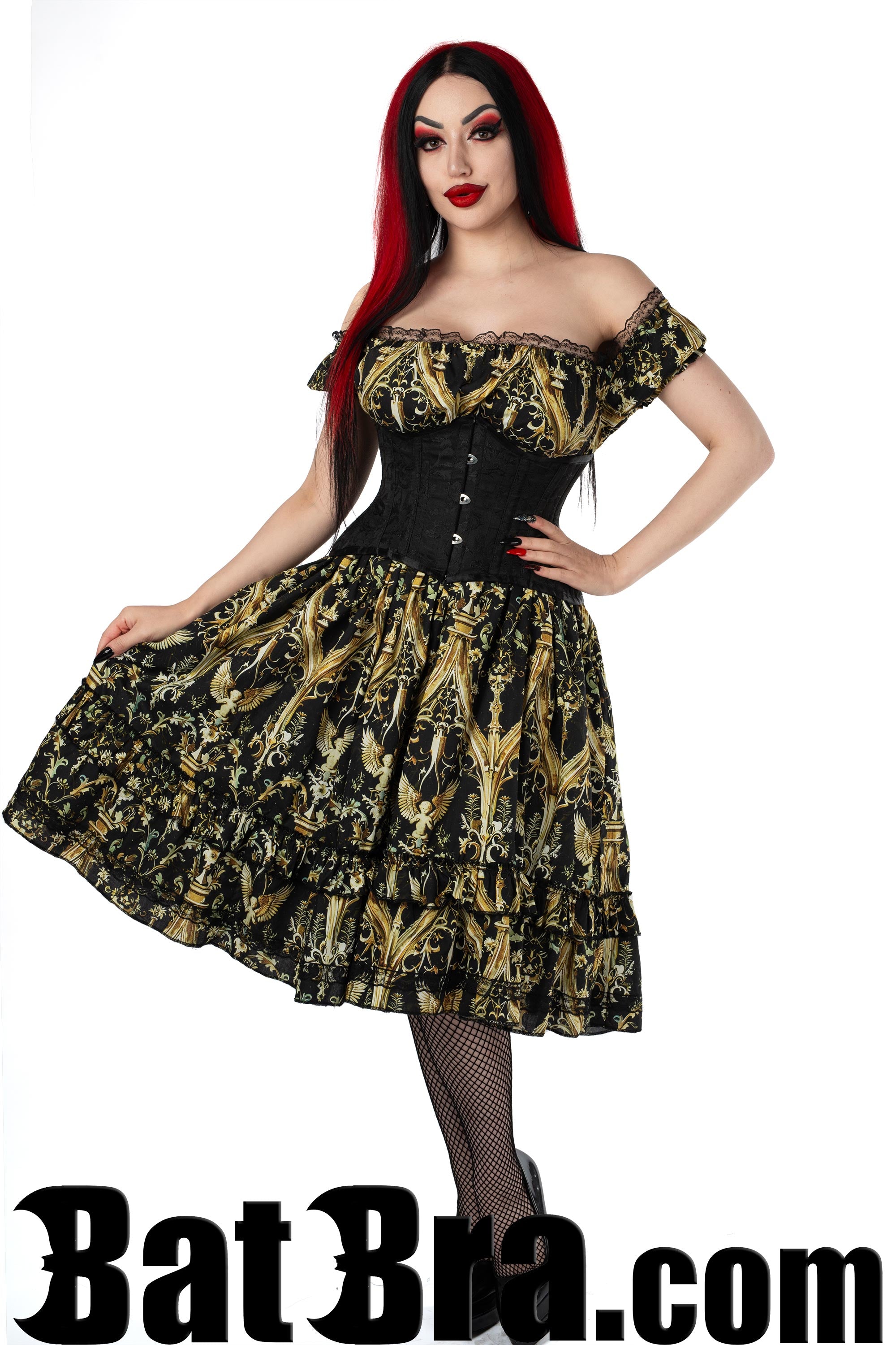 Swing Dress With Cherub Motif