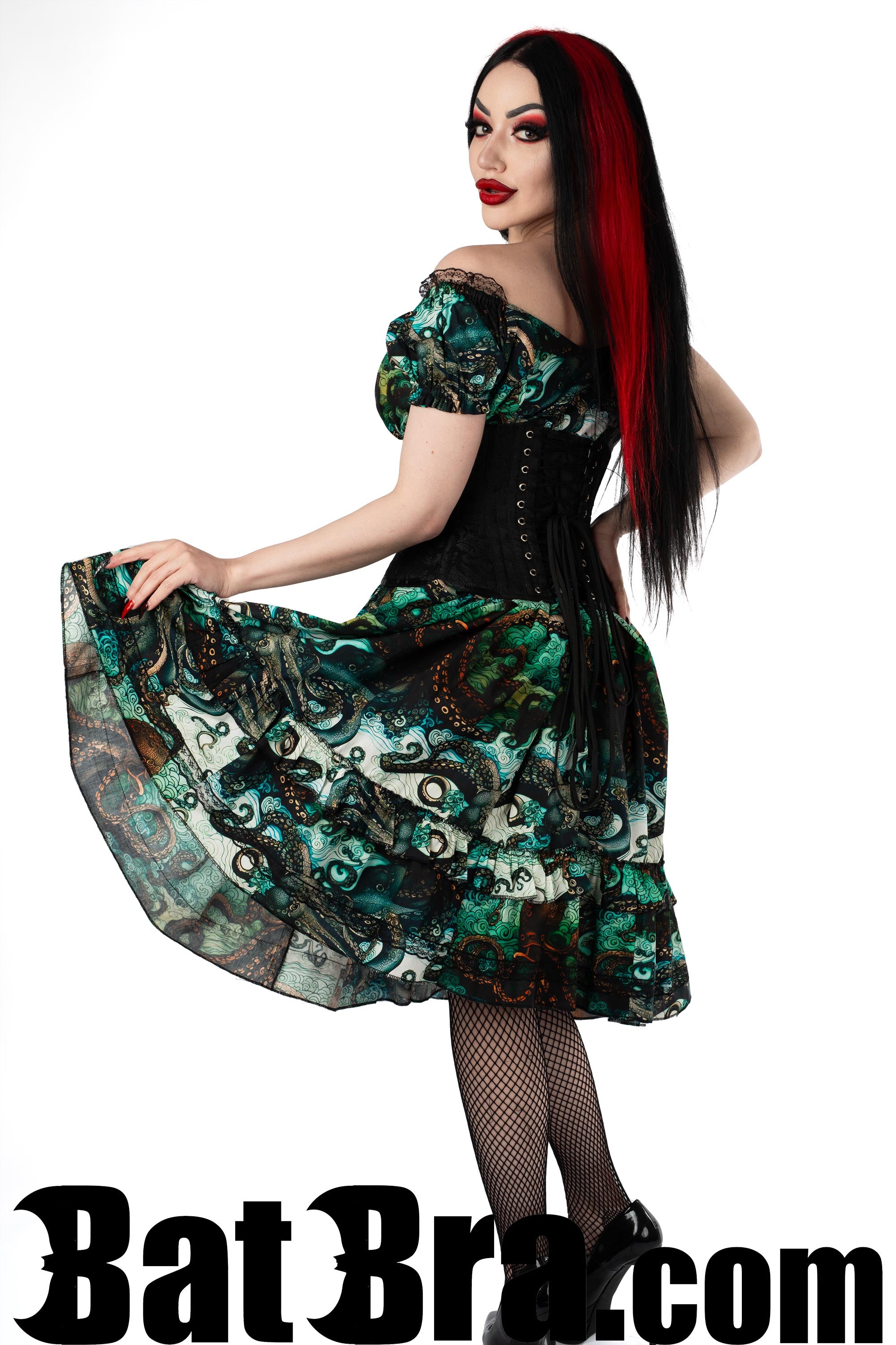 Swing Dress With Kraken Motif