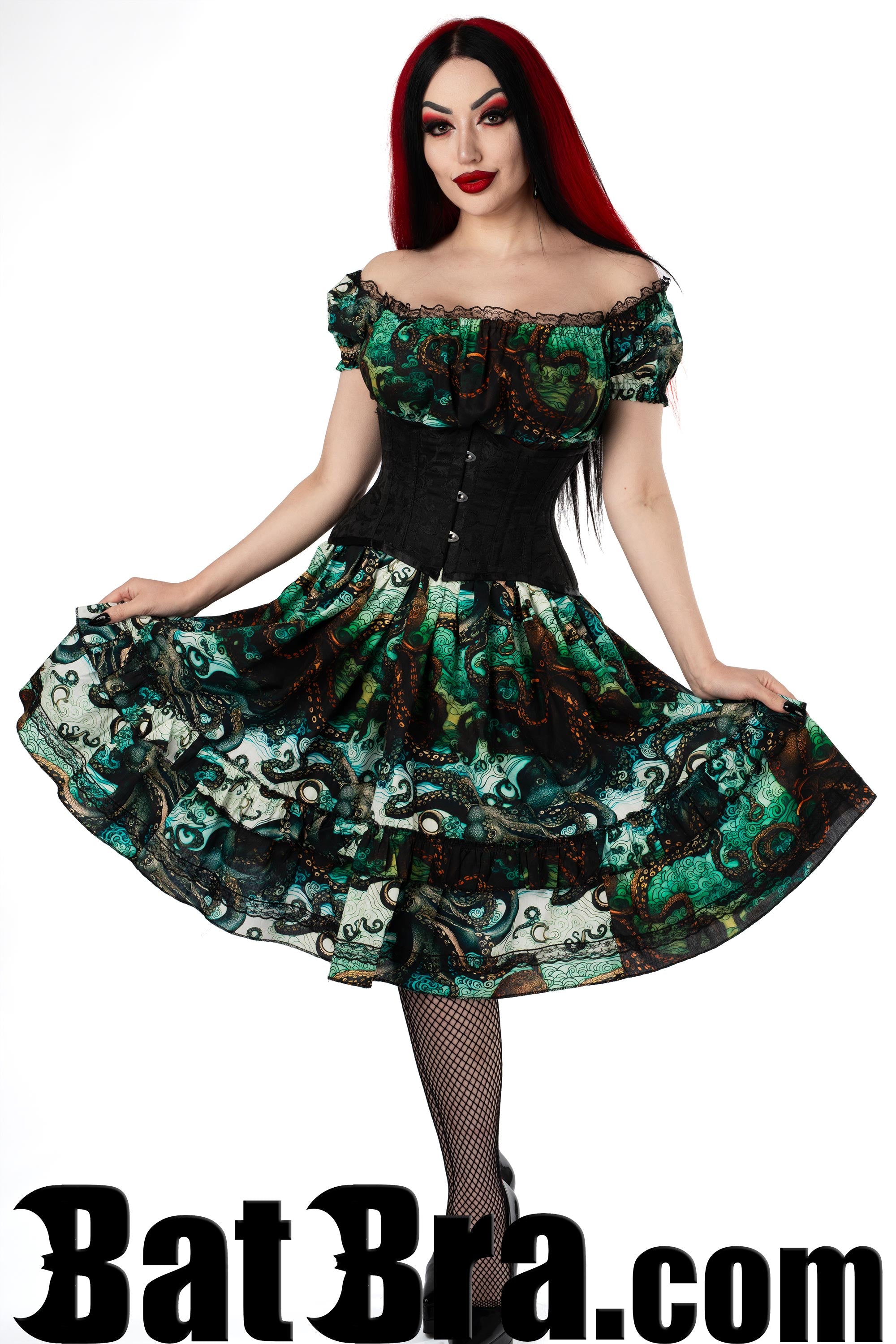 Swing Dress With Kraken Motif