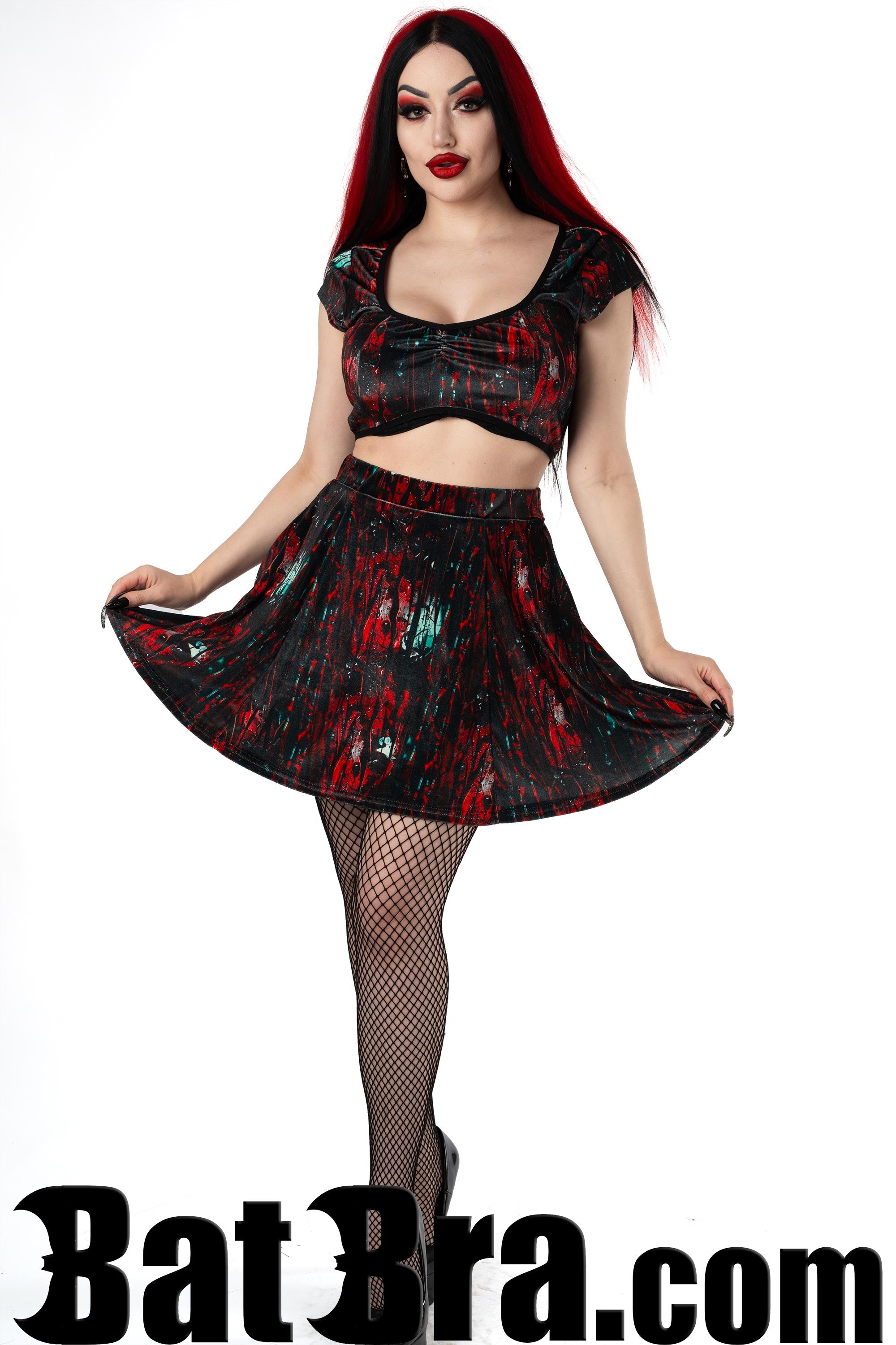 Velvet Crop Top With Blood Motif