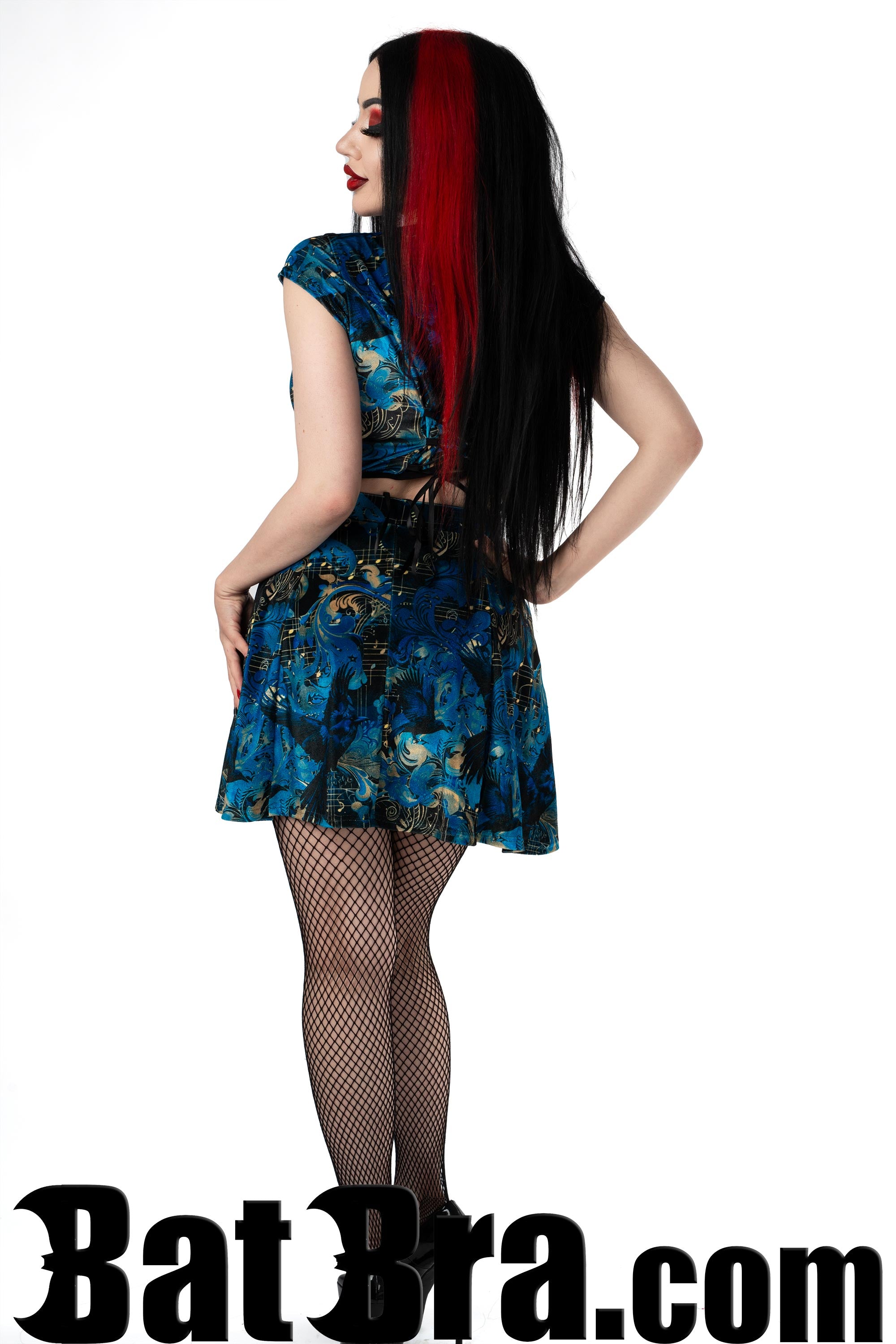 Velvet Crop Top With Music Motif