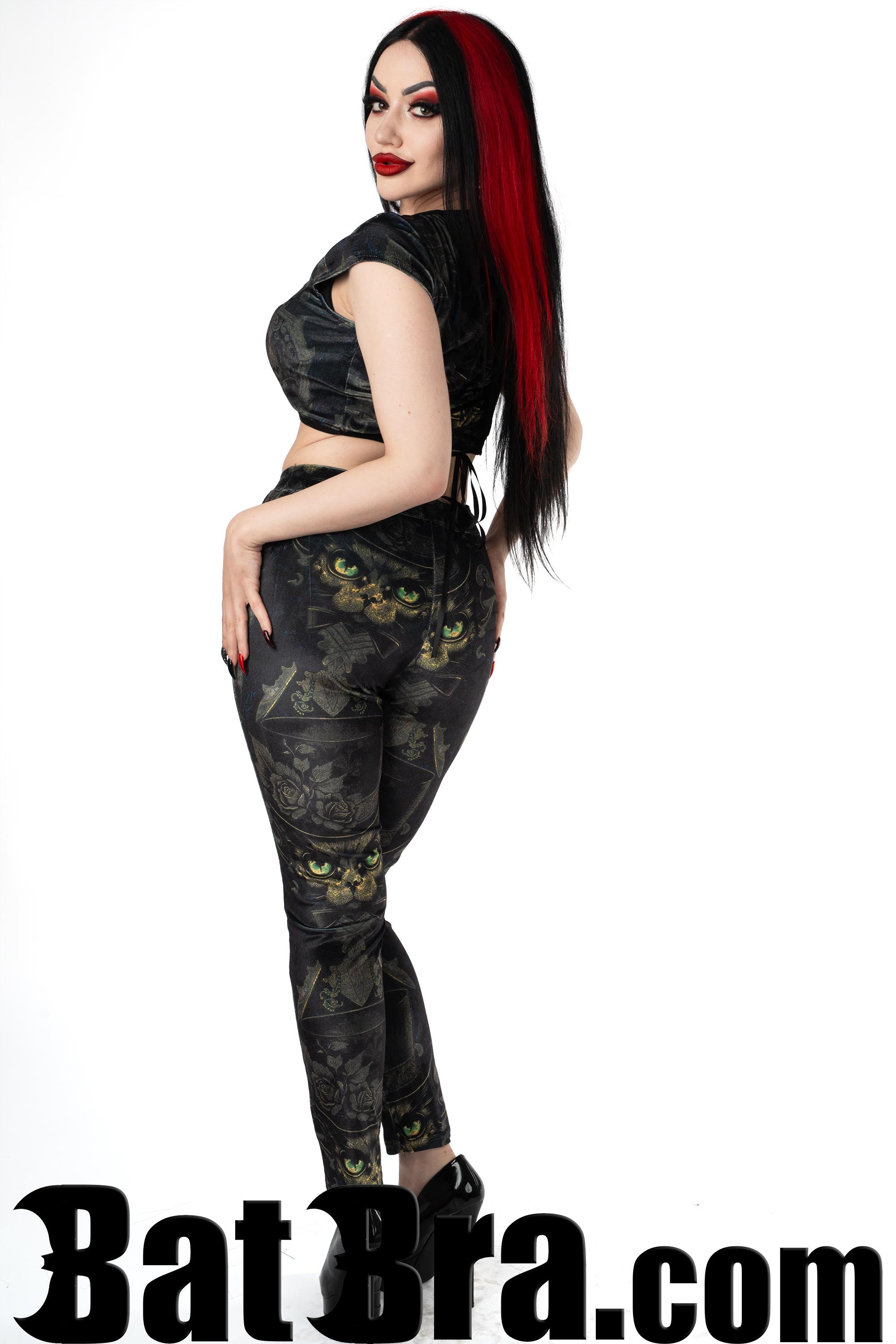 Velvet Leggings With Sphinx Motif