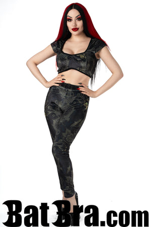 Velvet Leggings With Sphinx Motif