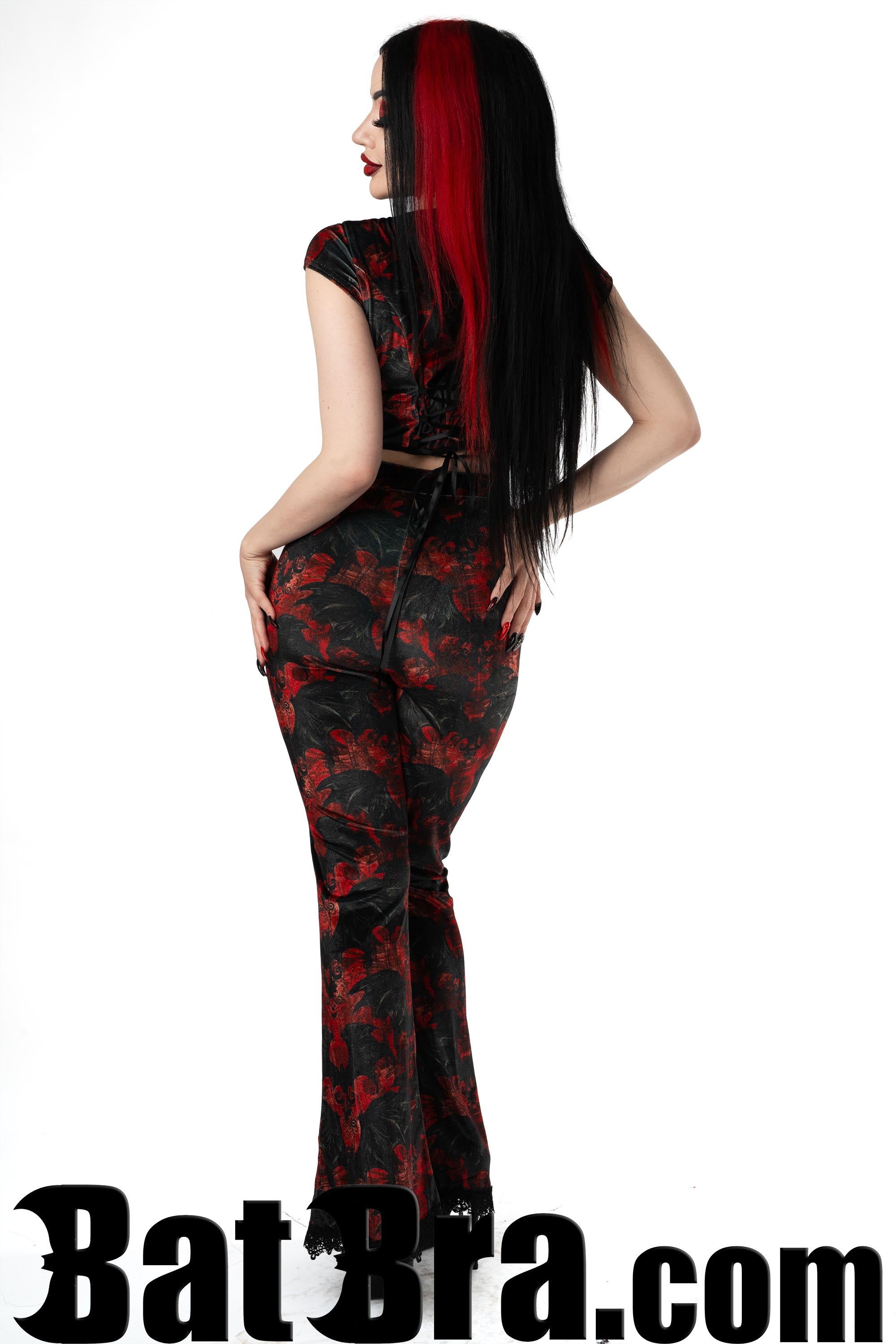 Velvet Pants With Bat Motif