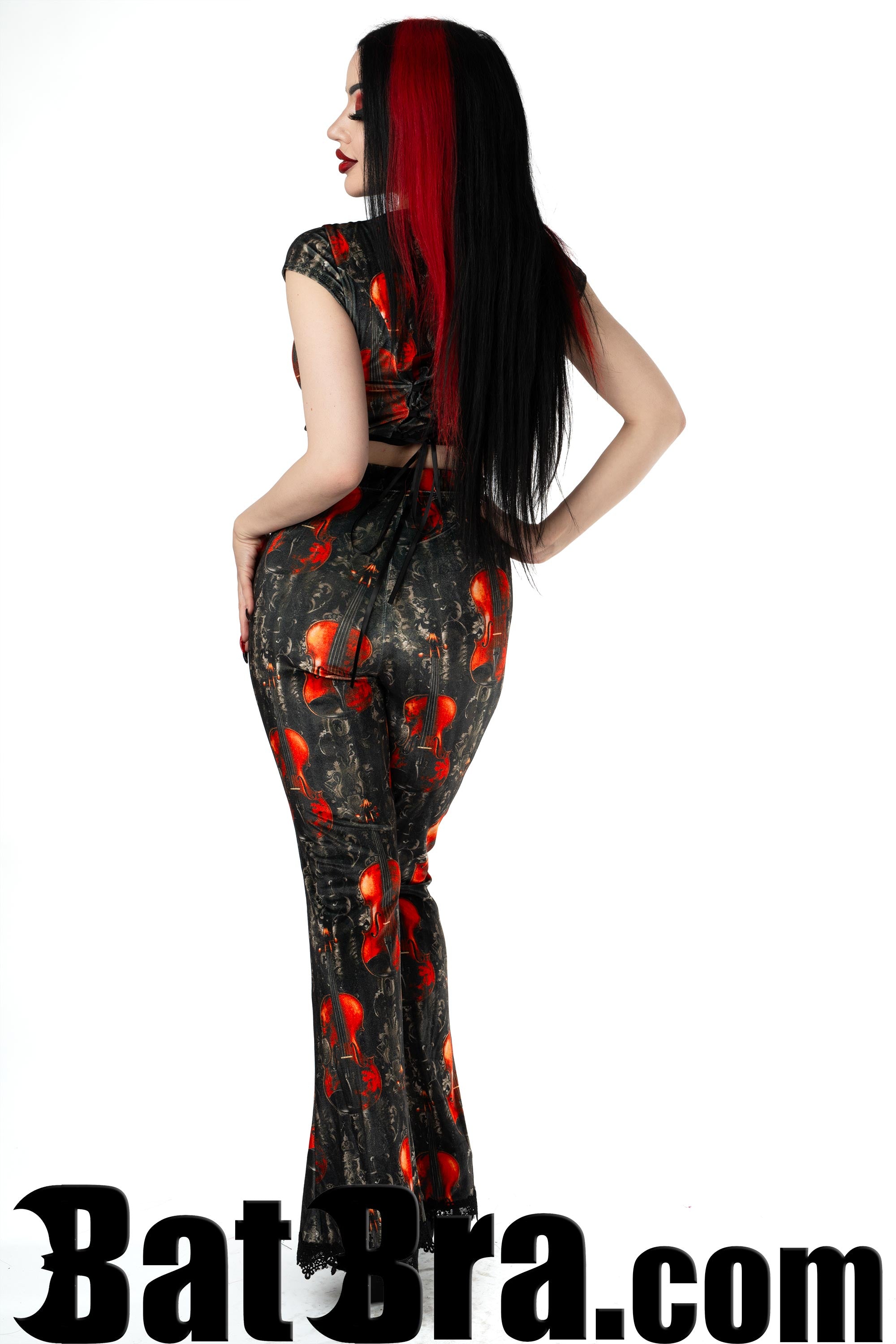 Velvet Pants With Violin Motif