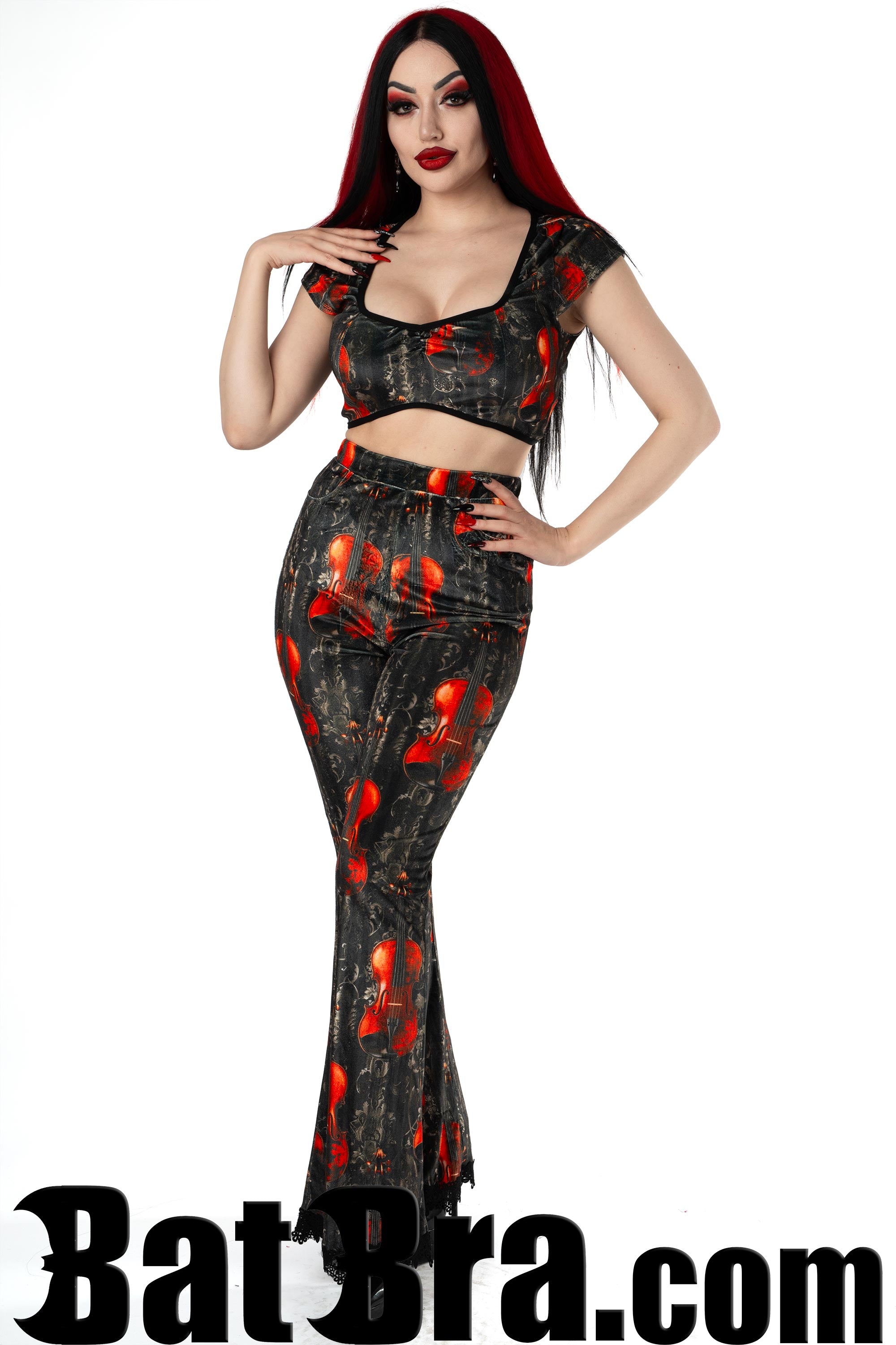 Velvet Pants With Violin Motif