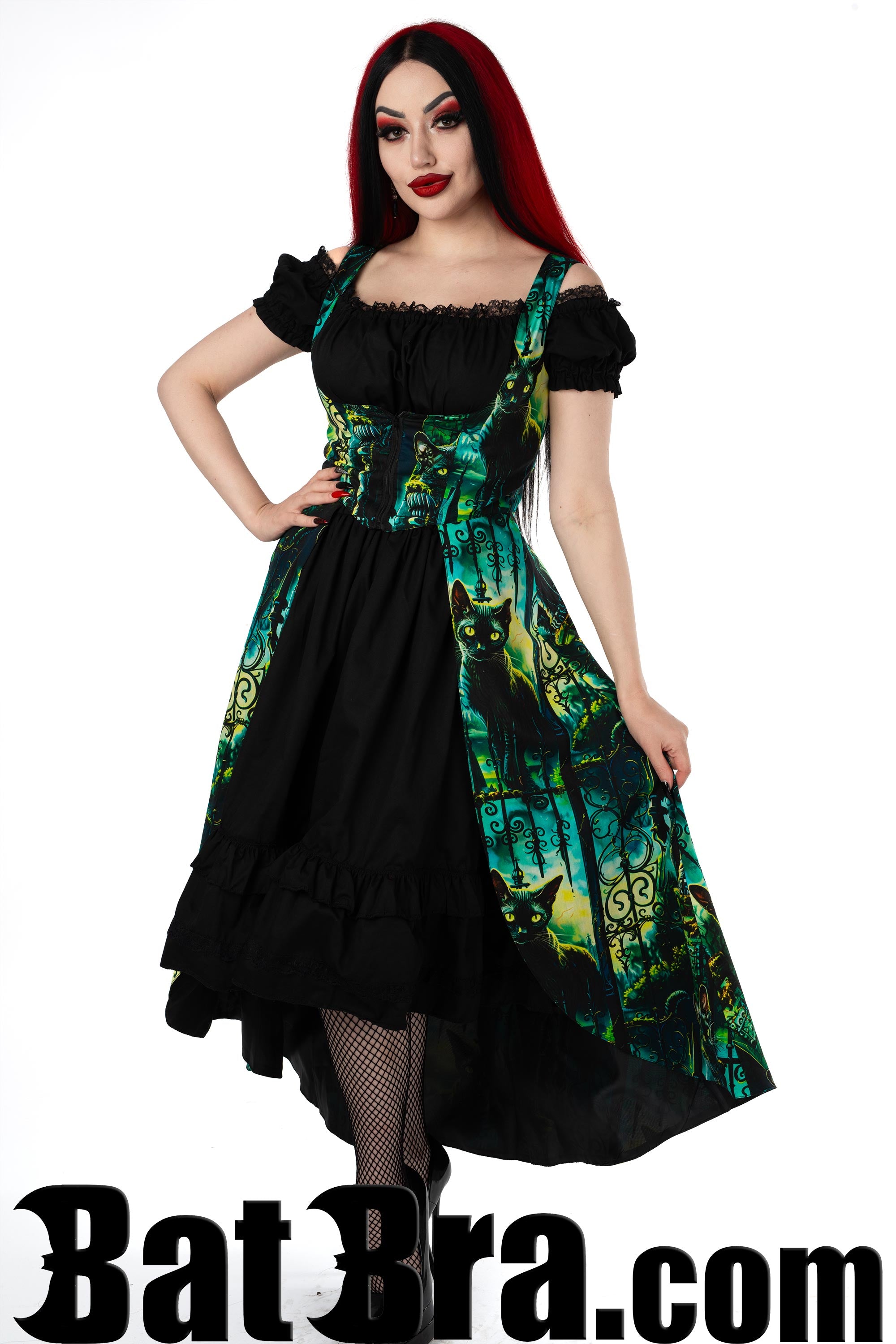 Waistcoat Dress With Cat Motif