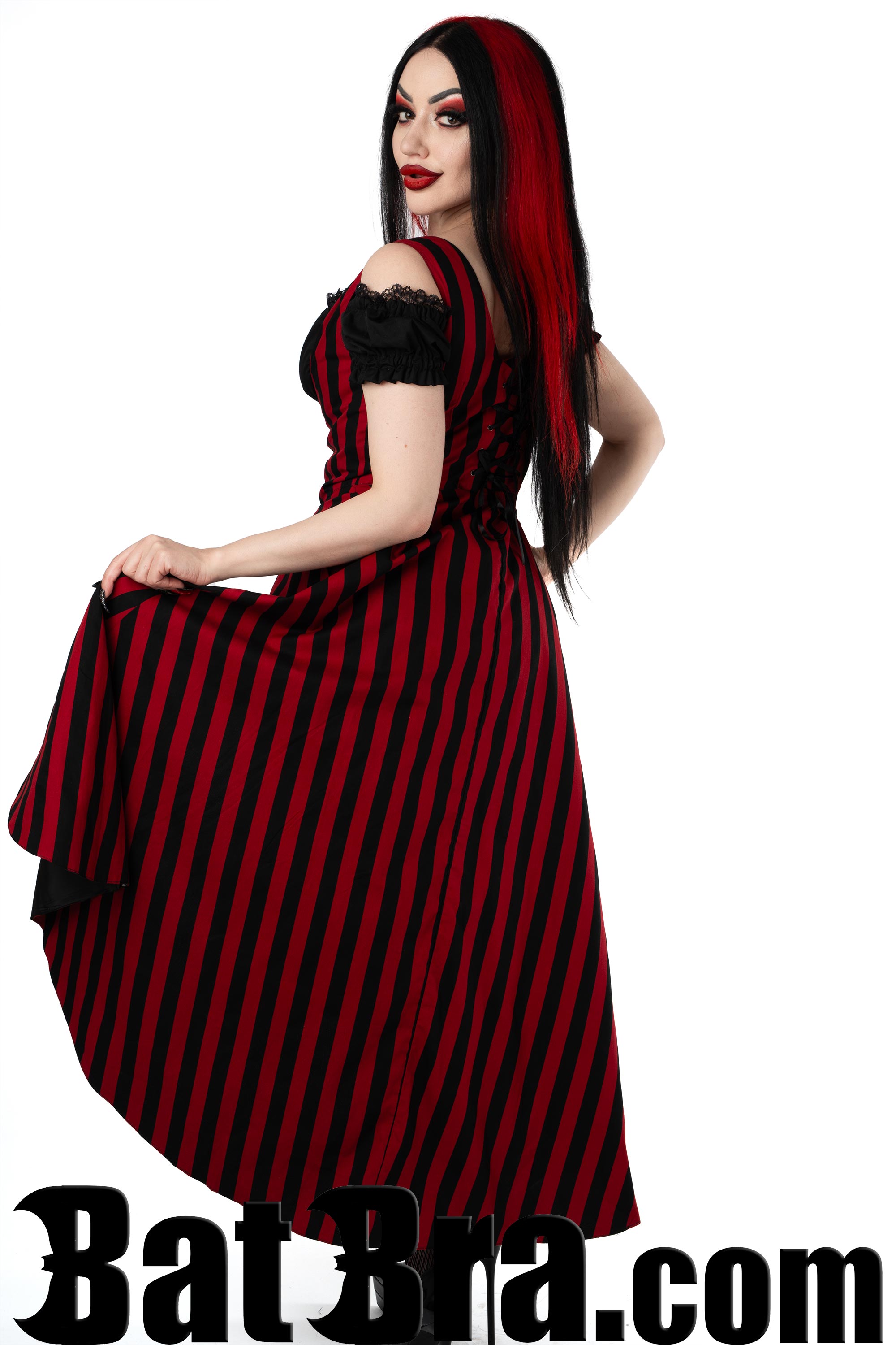 Waistcoat Dress With Red Striped Motif