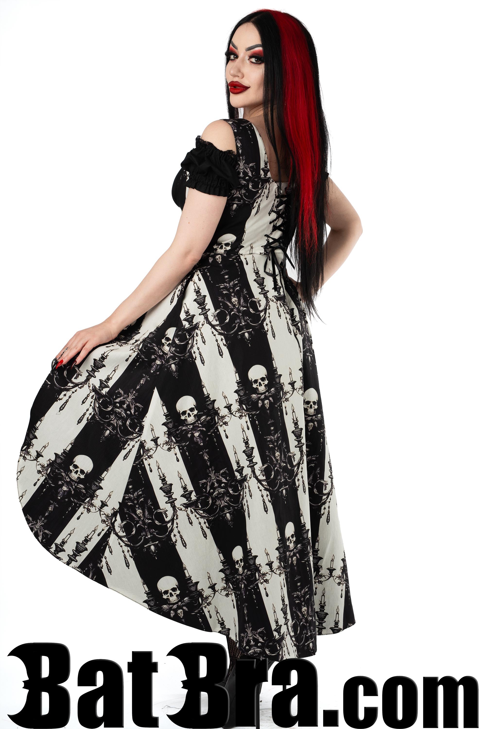 Waistcoat Dress With Skull Striped Motif