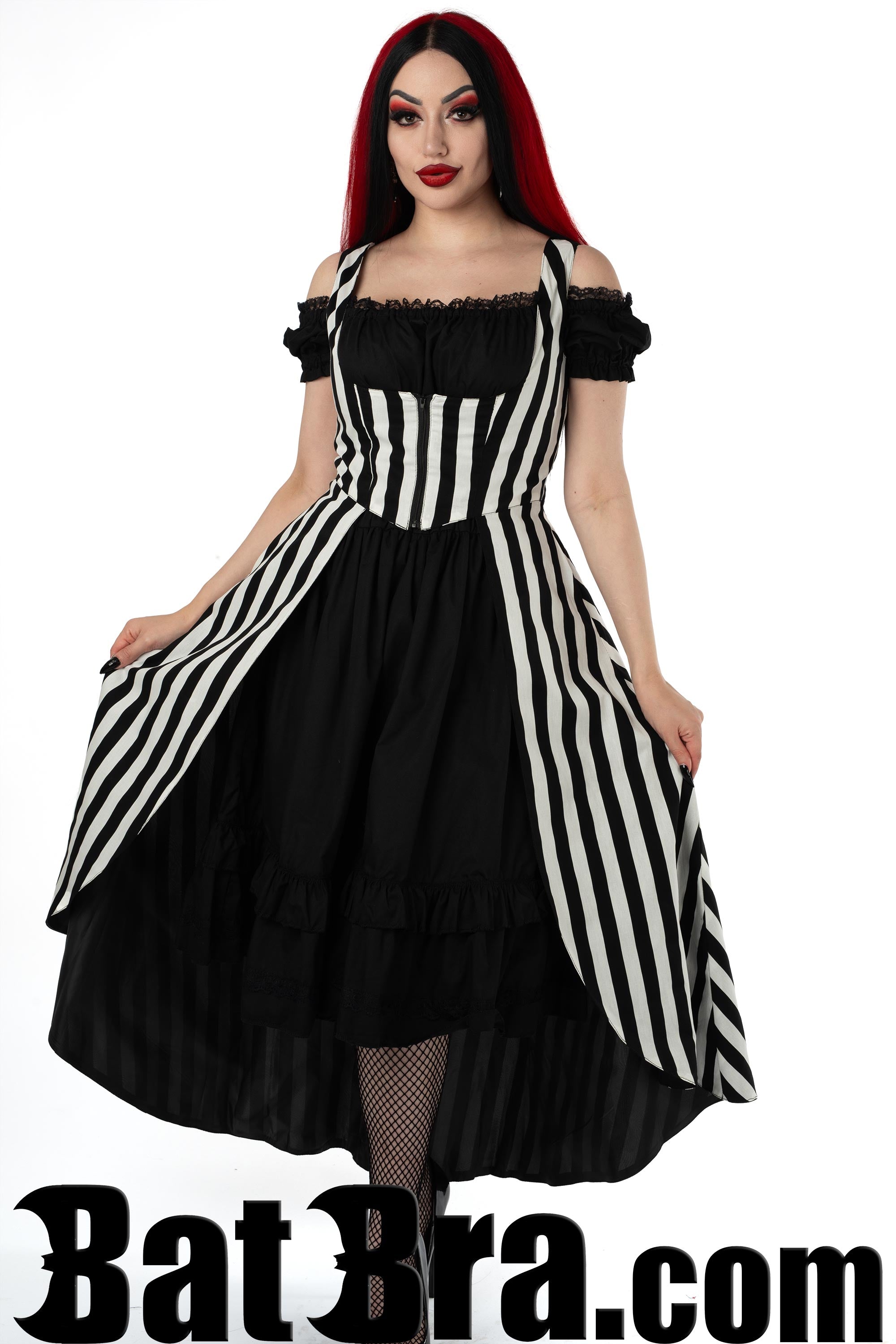 Waistcoat Dress With Striped Motif